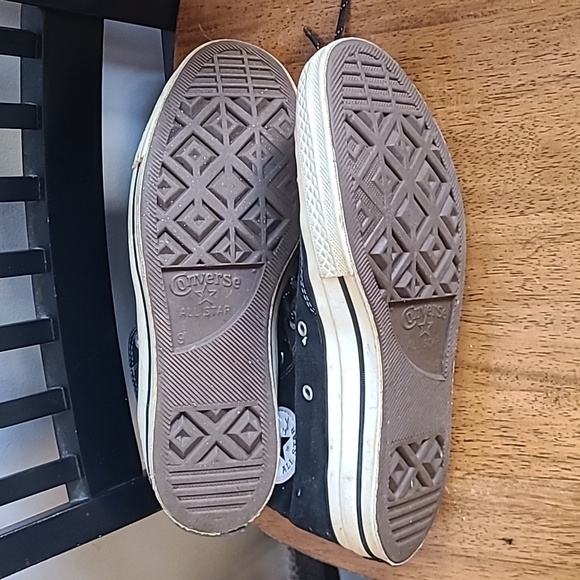 Men's 9 women's 11 Converse black high-top sneakers canvas 162050C grunge worn - Picture 6 of 7